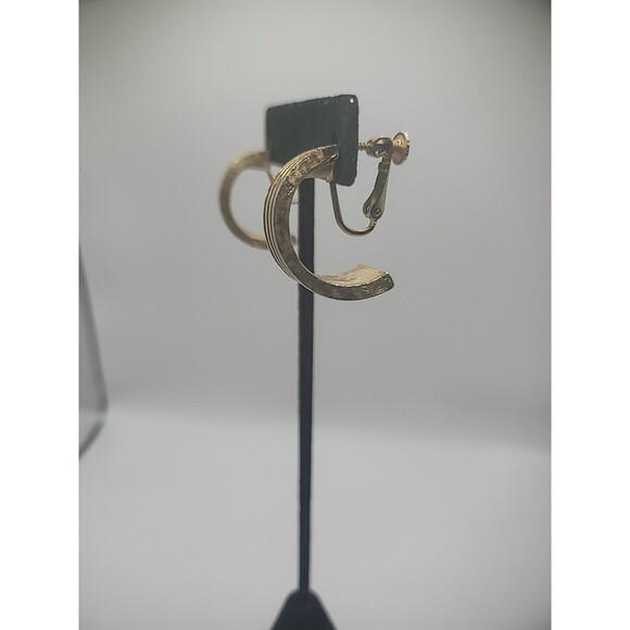 Vintage Napier Gold Tone Clip On Screw Back Earrings Womens Jewelry Costume - Picture 6 of 12